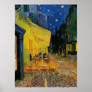 Póster Terraza de café por la noche