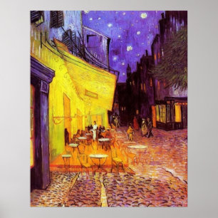 Póster Terraza del café en la noche por el poster de