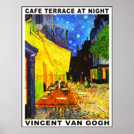 Póster Terraza del Café por la Noche