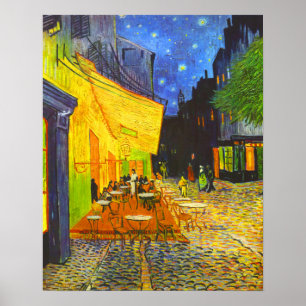 Póster Terraza del Café por la Noche