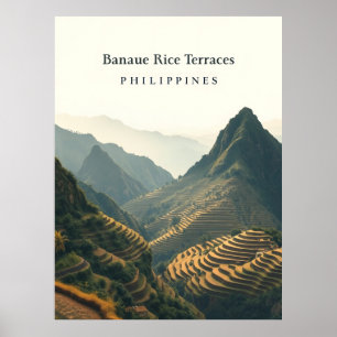Póster Terrazas de arroz de Banaue, Filipinas ilustración