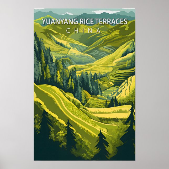 Póster Terrazas de arroz Yuanyang China Viajes (Frente)