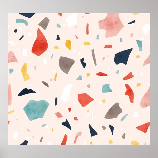 Póster Terrazzo colorido: fragmentos de roca sin costura. (Frente)