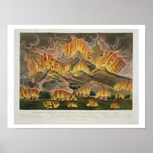 Póster Terremoto y erupción de la montaña de Asama-y