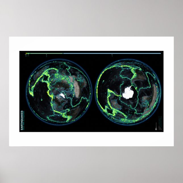 Póster Terremotos desde 1898, visión global (Frente)