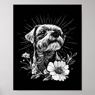 Póster Terrie de la frontera retro amante de los perros e