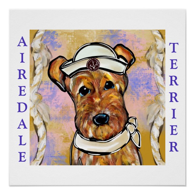 PÓSTER TERRIER AIREDALE   (Anverso)