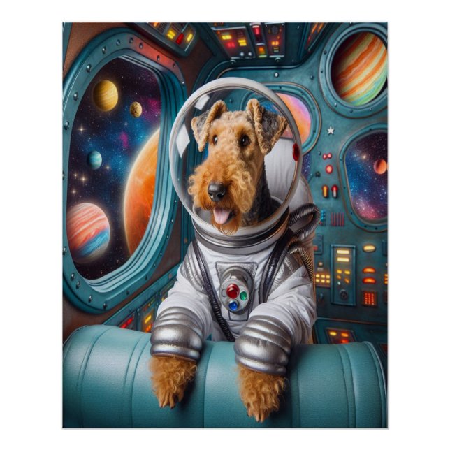 Póster Terrier Airedale Caprichoso Trabajando como Astron (Anverso)