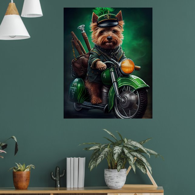 Póster Terrier australiano conduciendo bicicleta Día de S (Salón 1)