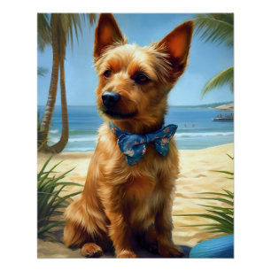 Póster Terrier Australiano en la playa regalo de verano p