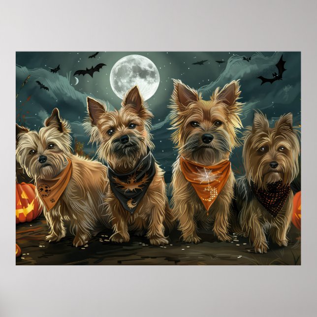 Póster Terrier Australiano Halloween Espeluznante (Frente)