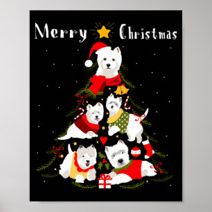 Póster Terrier Blanco de West Highland Westie Árbol de Na