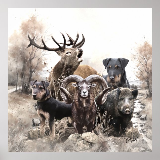 Póster Terrier de caza alemán (Frente)