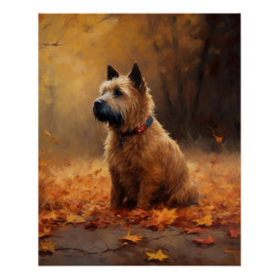 Póster Terrier de la Bahía de Chesapeake en Hojas de Otoñ