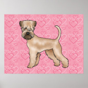 Póster Terrier de trigo de capa suave patrón de corazón d