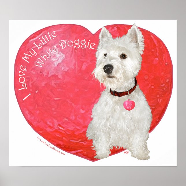 Póster Terrier de West Highland Blanco San Valentín (Frente)