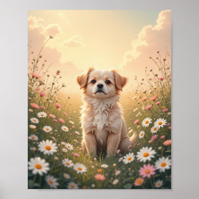 Póster Terrier de Yorkshire acuarela en pared de campo de (Frente)