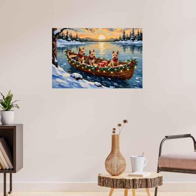 Póster Terrier de Zorro de Alambre Navidad Barco Fiesta (Salón 3)