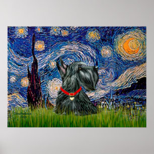 Póster Terrier Escocés 12c -Noche estrellada