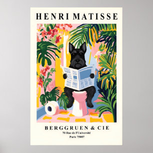 Póster Terrier Escocés en Baño de Estilo Mattise