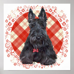 Póster Terrier escocés sobre tartán