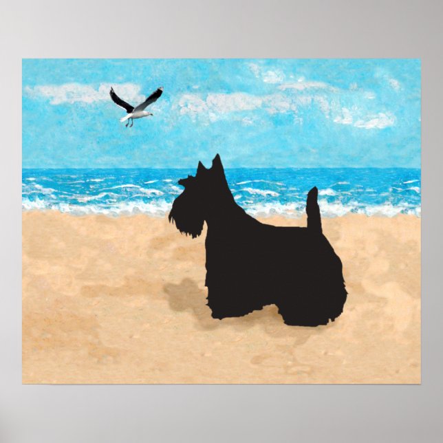 Póster Terrier Escocés y Gaviota (Frente)