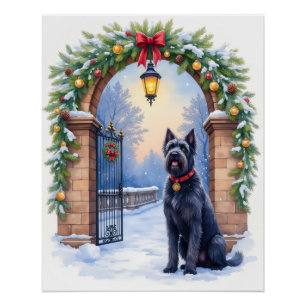Póster Terrier Ruso Negro al Agua Fuerte de Hierro Navida