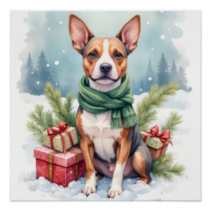 Póster Terrier Staffordshire Americano Acuarela Rústico