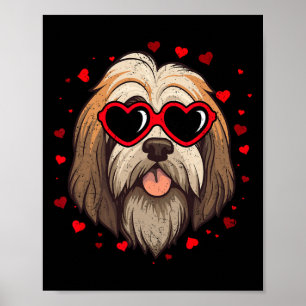 Póster Terrier Tibetano Corazón de San Valentín Amantes d
