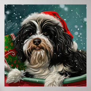 Póster Terrier Tibetano Navidad Festiva