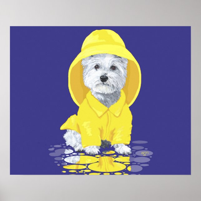 Póster Terrier West Highland Blanco Lluvias de Abril (Frente)