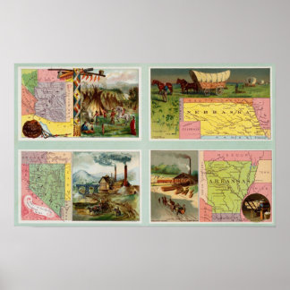 Póster Territorio de Arizona, Nebraska, Nevada, Arkansas