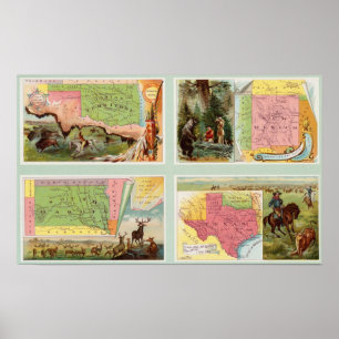 Póster Territorio indio, New México, Dakota del Sur,