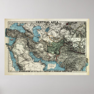 Póster Territorios Británicos y Rusos de Afganistán