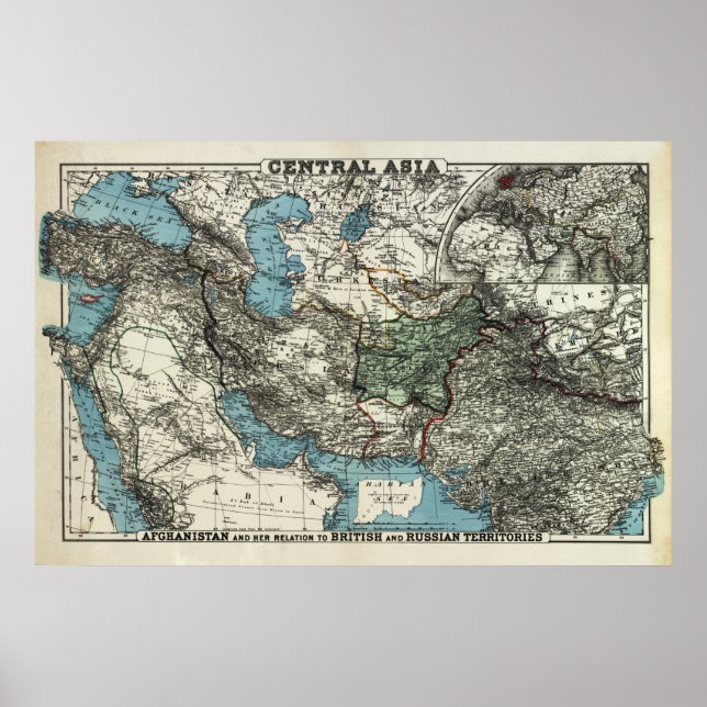 Póster Territorios Británicos y Rusos de Afganistán (Frente)