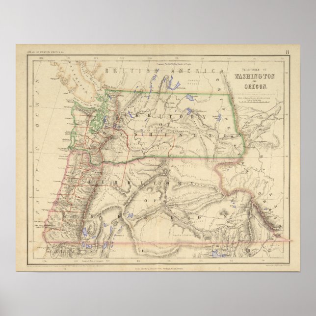 Póster Territorios de Washington y Oregón (Frente)