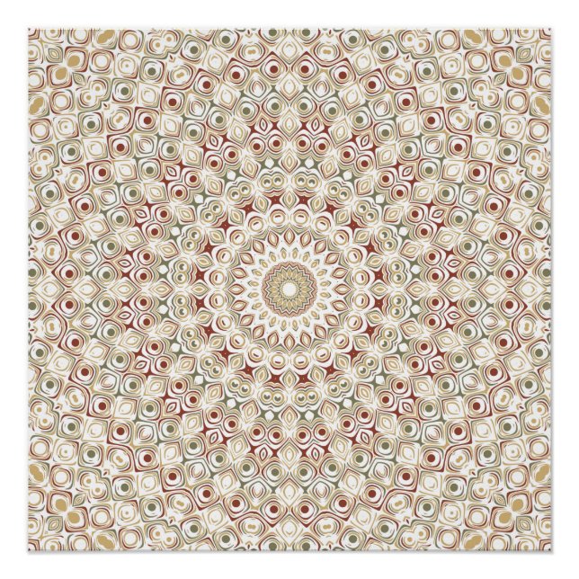 Póster Terroso Gris Marrón y Patrón de Mandala de Herrumb (Anverso)