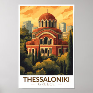 Póster Tesalónica Grecia Agios Pavlos Viajes Retro