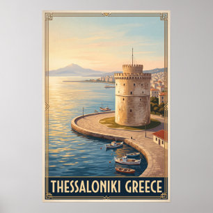 Póster Tesalónica Grecia Viajes Retro Vintage