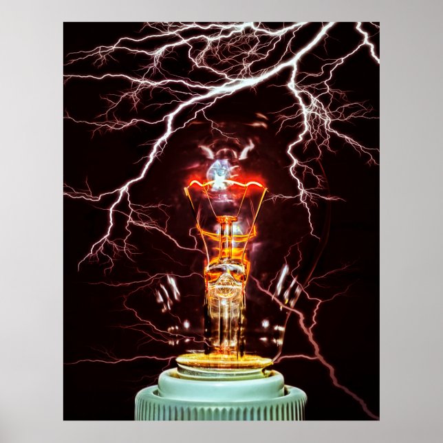 PÓSTER TESLA BOBINA DE LUZ DE COIL (Frente)