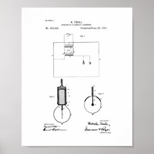 Póster Tesla Sistema De Patente De Iluminación Eléctrica