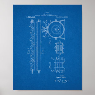Póster Tesla Valvular Conduit Patent - Blueprint