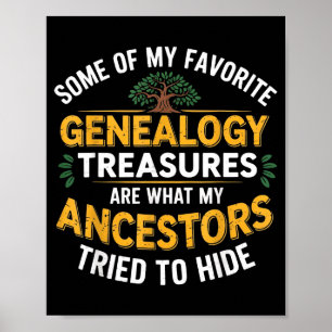Póster Tesoros de Genealogía Genealogista Genético Ancest