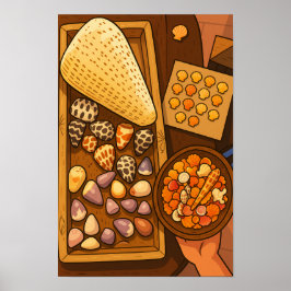 Póster Tesoros sobre la mesa