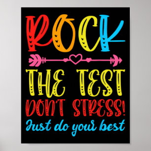 Póster Test Day Rock The Test No Stress Teacher Testin