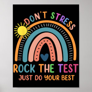 Póster Test Day Rock The Test Rainbow Gifts Teached