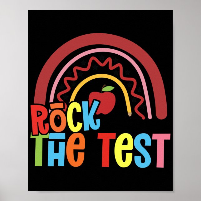 Póster Test Day Rock The Test Teacher Rainbow Testing (Frente)