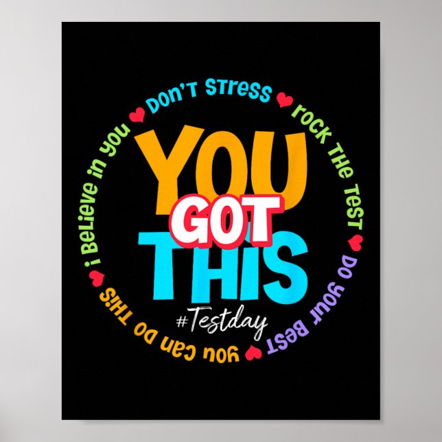 Póster Test Day Rock The Test Teacher Testing Day You Got (Frente)