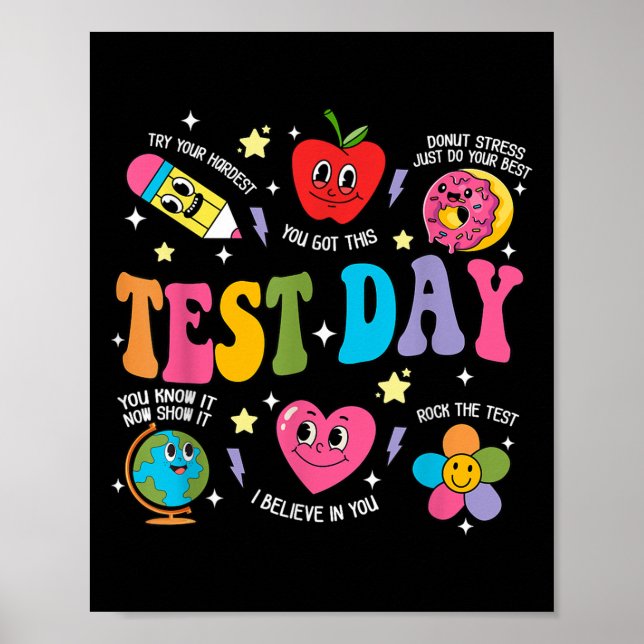 Póster Test Day Rock The Test Testing Day Motivational Te (Frente)