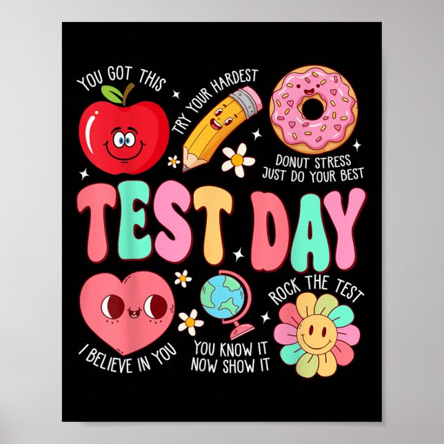 Póster Test Day Rock The Test Testing Day Motivational Te (Frente)